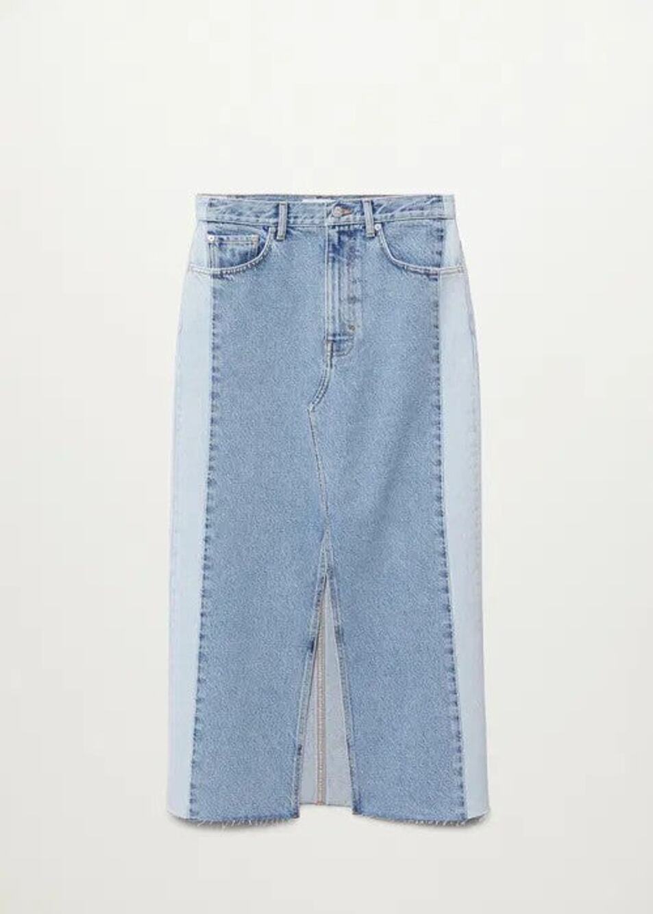 MANGO Contrast Denim Skirt - S Blue